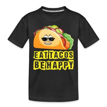 Eat Tacos be Happy - Kinder Premium Bio T-Shirt - Schwarz - Vorne