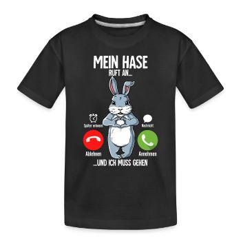 Mein Hase Ruft An - Kinder Premium Bio T-Shirt - Schwarz - Vorne