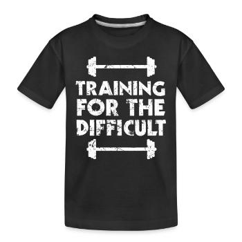 Training For The Difficult Meme Gym - Kinder Premium Bio T-Shirt - Schwarz - Vorne