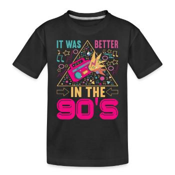 90s 90s 90s Party - Kids' Premium Organic T-Shirt - black - Front