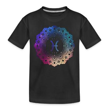 Fische Sternzeichen Symbol Mandala - Kinder Premium Bio T-Shirt - Schwarz - Vorne