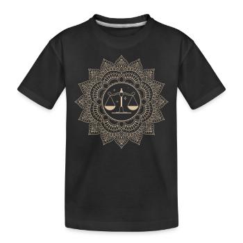 Waage Tierkreiszeichen Mandala - Kinder Premium Bio T-Shirt - Schwarz - Vorne