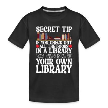 Bücher Lesen Bücherwurm Bibliothek - Kinder Premium Bio T-Shirt - Schwarz - Vorne