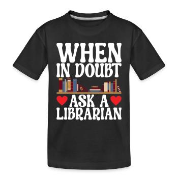Reading Books Bookworm Library - Kids' Premium Organic T-Shirt - black - Front