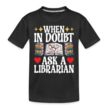 Bücher Lesen Bücherwurm Bibliothek - Kinder Premium Bio T-Shirt - Schwarz - Vorne