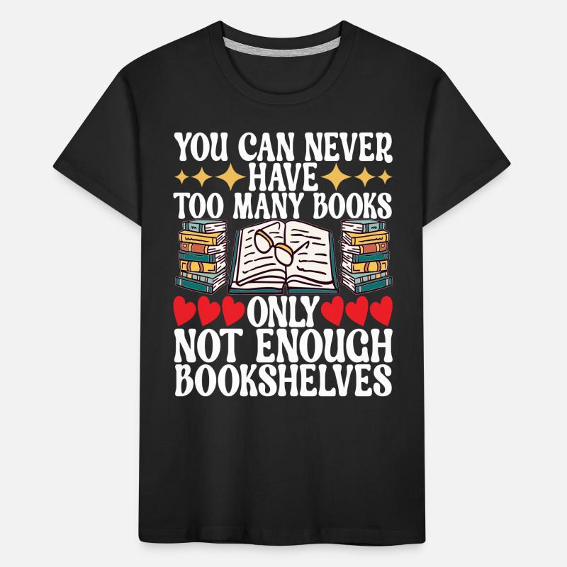 Reading Books Bookworm Library Kids' Premium Organic T-Shirt
