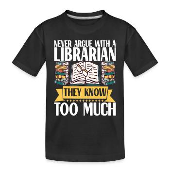 Bücher Lesen Bücherwurm Bibliothek - Kinder Premium Bio T-Shirt - Schwarz - Vorne