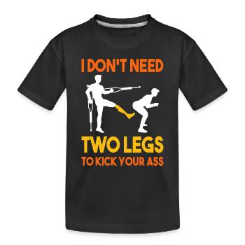Leg surgery wheelchair lost leg - Kids' Premium Organic T-Shirt - black - Front