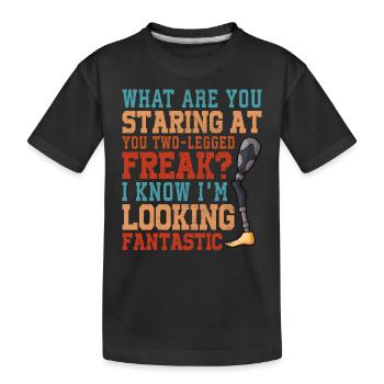 Leg surgery wheelchair lost leg - Kids' Premium Organic T-Shirt - black - Front