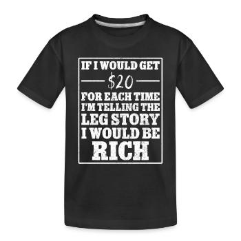 Leg surgery wheelchair lost leg - Kids' Premium Organic T-Shirt - black - Front