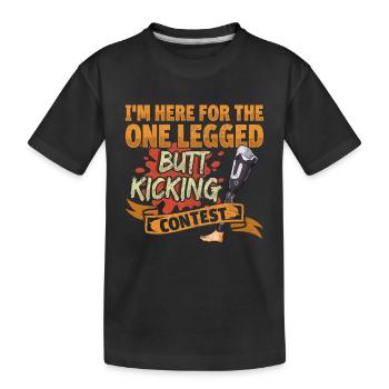 Leg surgery wheelchair lost leg - Kids' Premium Organic T-Shirt - black - Front