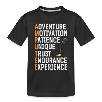 Leg surgery wheelchair lost leg - Kids' Premium Organic T-Shirt - black - Front
