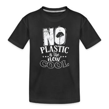 No Plastic is the new Cool Planet Earth - Kids' Premium Organic T-Shirt - black - Front