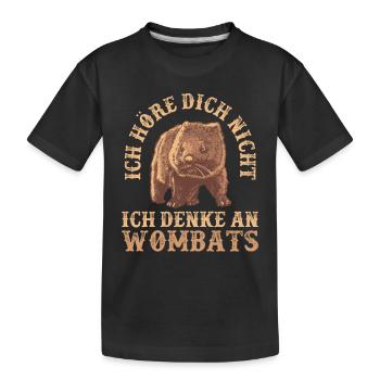 Wombat höre dich nicht Australien Beuteltier - Kinder Premium Bio T-Shirt - Schwarz - Vorne