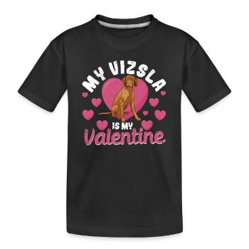 Mein Vizsla ist mein Valentine Ungarischer - Kinder Premium Bio T-Shirt - Schwarz - Vorne