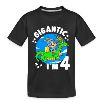 4th B-Day Party Gigantic at 4 Years Old Birthday - Kids' Premium Organic T-Shirt - black - Front
