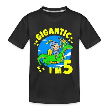 5 Years Old Birthday Knight Dragon 5th B-Day Party - Kids' Premium Organic T-Shirt - black - Front