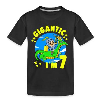 7 Years Old Birthday Knight Dragon 7th B-Day Party - Kids' Premium Organic T-Shirt - black - Front