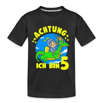 5. Geburtstag Junge Ritter Geburtstagsmotiv Idee - Kinder Premium Bio T-Shirt - Schwarz - Vorne