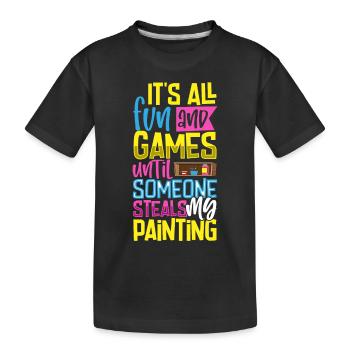 Künstler Malerei Maler Kunstfarbe Kunstlehrer - Kinder Premium Bio T-Shirt - Schwarz - Vorne