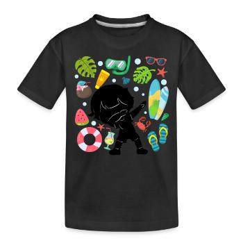Silhouette Dabbing Boy Summer Time Beach Style - Kids' Premium Organic T-Shirt - black - Front