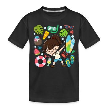 Dabbing Girl Beach Lifestyle Daylight Saving Time Moderate - Kids' Premium Organic T-Shirt - black - Front