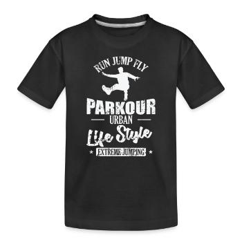 Run Jump Fly Parkour Urban Life Style Sport - Kids' Premium Organic T-Shirt - black - Front