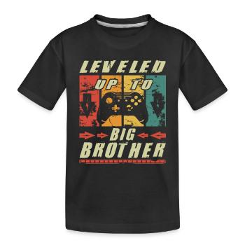 Leveled Up To BiG Brother Gaming gender reveal - Kids' Premium Organic T-Shirt - black - Front