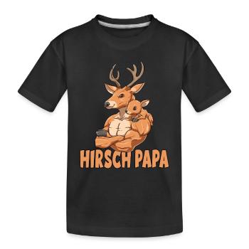 Starker Hirsch mit Hirsch Kind - Kinder Premium Bio T-Shirt - Schwarz - Vorne