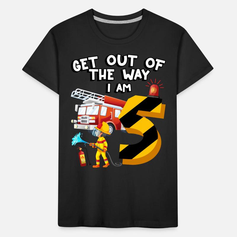 Fire engine firefighting I am 5 years old Kids' Premium Organic T-Shirt