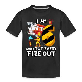 Camion de pompiers Lutte contre l’incendie J’ai 6 ans - T-shirt bio Premium Enfant - noir - Devant