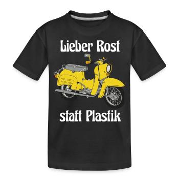 Schwalbenfahrer Simson Schwalbe Kult Roller DDR - Kinder Premium Bio T-Shirt - Schwarz - Vorne