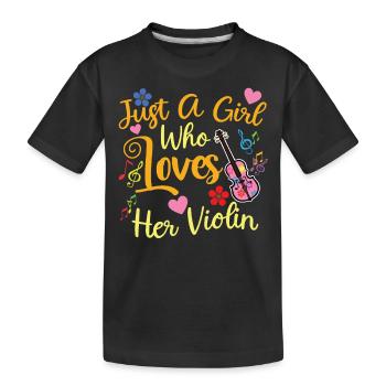 Mädchen Das Ihre Violine Liebt Violinist Musiker - Kinder Premium Bio T-Shirt - Schwarz - Vorne