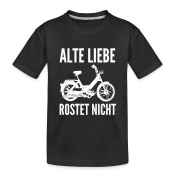 DDR Moped Oldtimer Roller Mofa Scooter 2 Takter - Kinder Premium Bio T-Shirt - Schwarz - Vorne