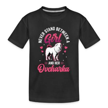 Fille et son Ovcharka Caucasian Ovcharka - T-shirt bio Premium Enfant - noir - Devant