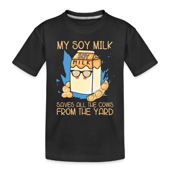Régime végétalien Mon lait de soja sauve les produits laitiers Végétarien sans produits laitiers - T-shirt bio Premium Enfant - noir - Devant
