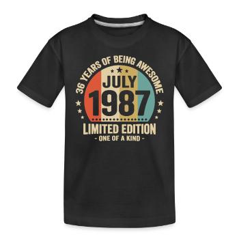 Juli 1987 36 Jahre Jubiläumsgeschenk - Kinder Premium Bio T-Shirt - Schwarz - Vorne