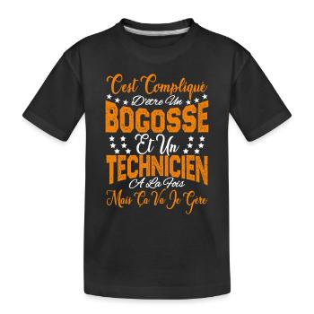 c'est compliqué d'être un Bogosse et un Technicien - T-shirt bio Premium Enfant - noir - Devant