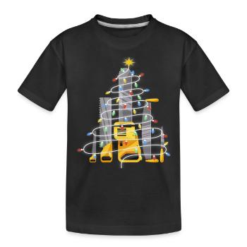 Weihnachtsbaum Kettensäge Schreiner Förster - Kinder Premium Bio T-Shirt - Schwarz - Vorne