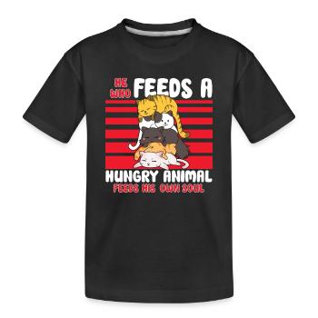 Cat RESCUE ANIMAL RIGHTS RESCUE Cat ADOPTION - Kids' Premium Organic T-Shirt - black - Front