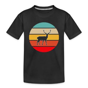 Hirsch Retro - Kinder Premium Bio T-Shirt - Schwarz - Vorne