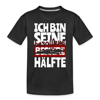 Ich bin seine Besoffene Hälfte Paarshirt Paardesig - Kinder Premium Bio T-Shirt - Schwarz - Vorne