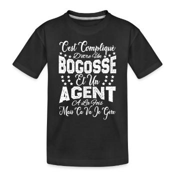 c'est compliqué d'être un Bogosse et un Agent. - T-shirt bio Premium Enfant - noir - Devant