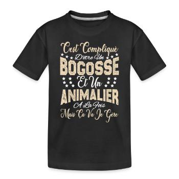 c'est compliqué d'être un Bogosse et un Animalier. - T-shirt bio Premium Enfant - noir - Devant