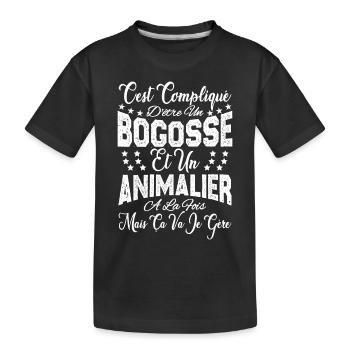 c'est compliqué d'être un Bogosse et un Animalier. - T-shirt bio Premium Enfant - noir - Devant