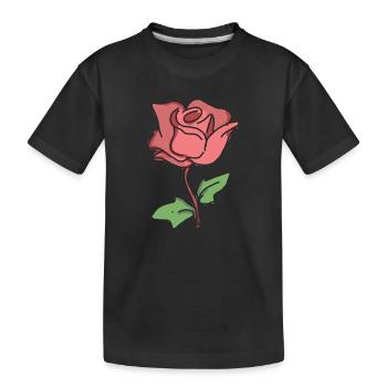 Rose Rote Rose Handgezeichnet - Kinder Premium Bio T-Shirt - Schwarz - Vorne