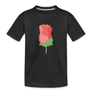 Rose Rote Rose Handgezeichnet - Kinder Premium Bio T-Shirt - Schwarz - Vorne
