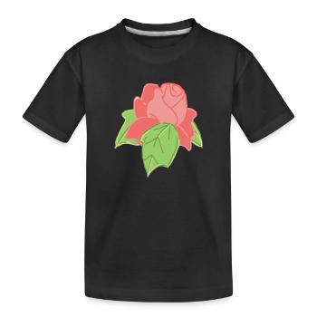 Rose Rote Rose Handgezeichnet - Kinder Premium Bio T-Shirt - Schwarz - Vorne