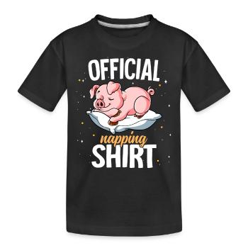 Schlafendes Schwein Offizielles Nickerchen - Kinder Premium Bio T-Shirt - Schwarz - Vorne