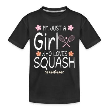 Ich bin nur ein Mädchen, das Squash liebt - Kinder Premium Bio T-Shirt - Schwarz - Vorne